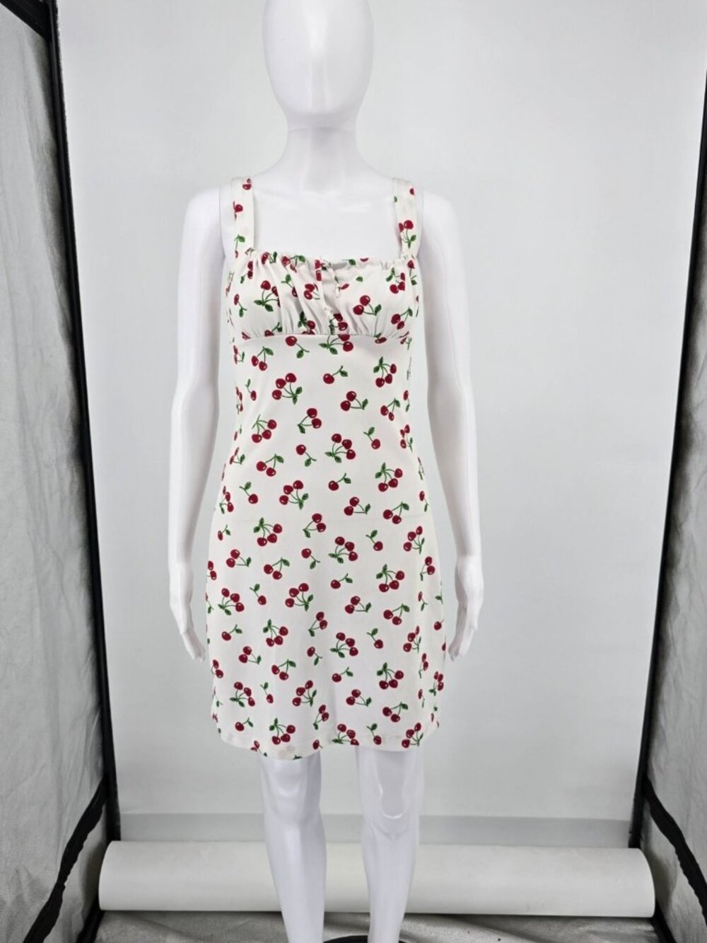 Vintage Y2K Candy Rocket White Cherry Print Sleeveless Mini Dress (Size 4/S)